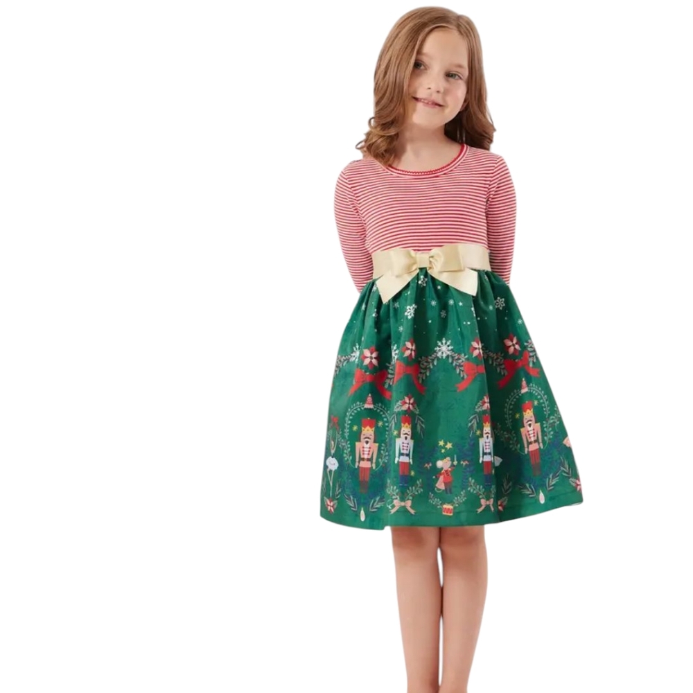 NEW....Iris & Ivy Toddler Nutcracker Stripe Long Sleeve Party Dress....12 Months - Picture 1 of 10